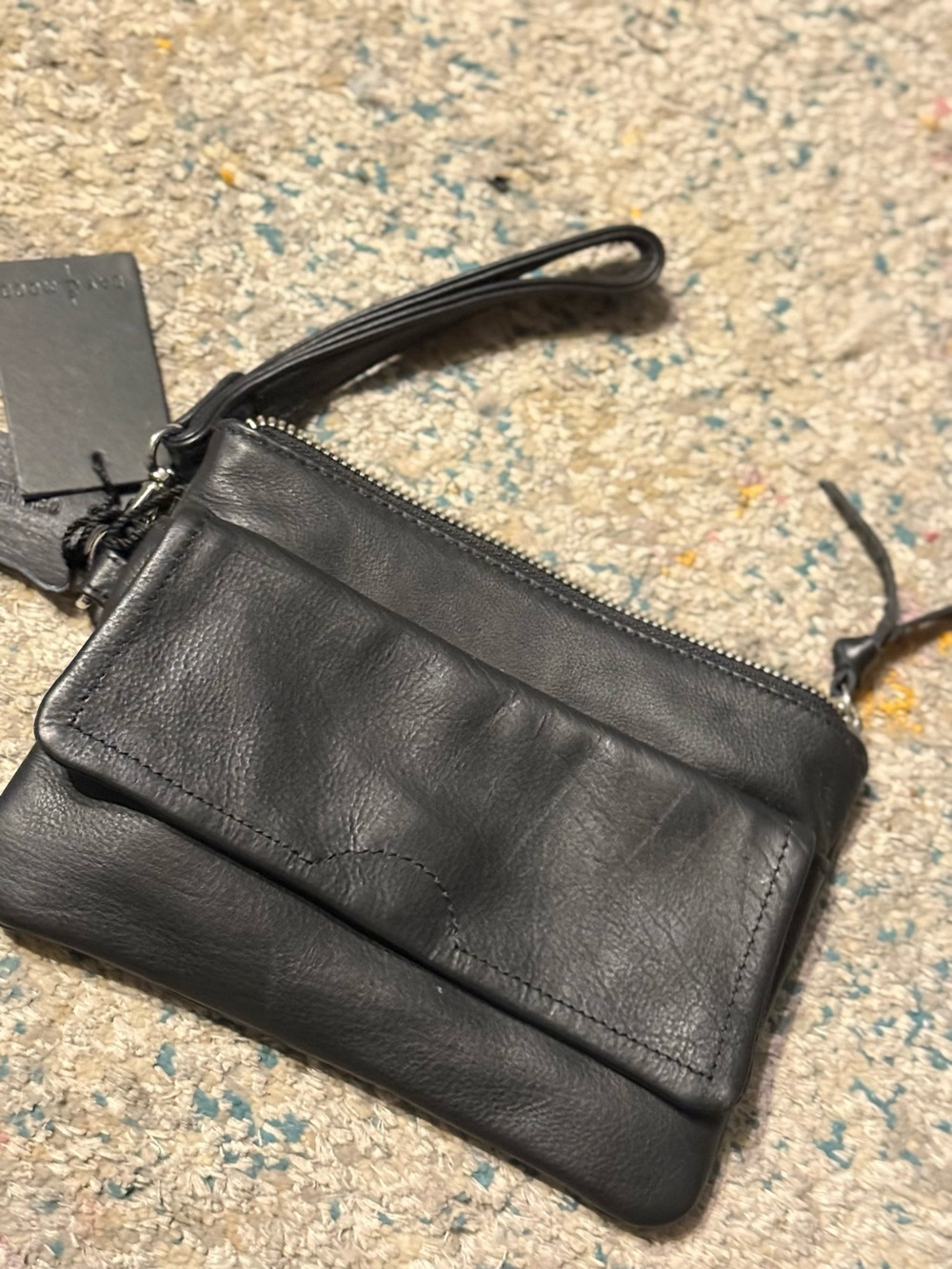 Classic Black Leather Mini Wristlet - Designer Style